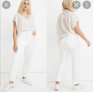 Madewell high rise slim boy jean tile white raw hem sz31